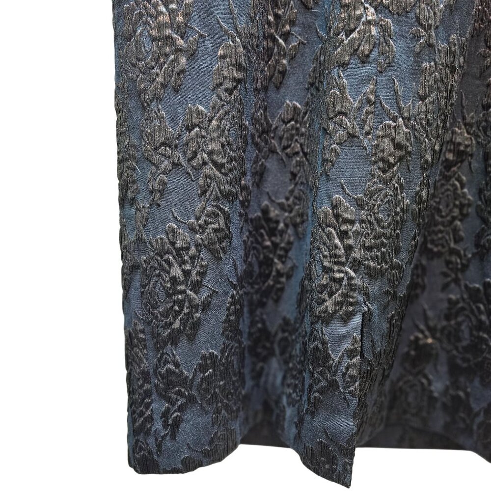 Kay Unger New York Black on Black Off the Shoulder Ruched Midi Bodycon Dress, 8 - Picture 7 of 10